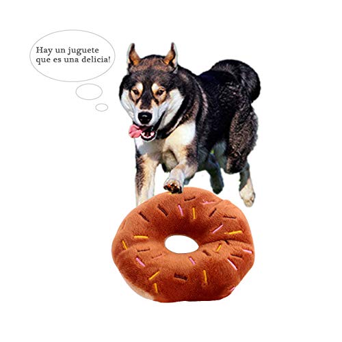 Cupcinu Juguete de Peluche para Mascotas Donut Juguete con Sonido para Perros Gato Cachorro Size 13CM (Rosa)