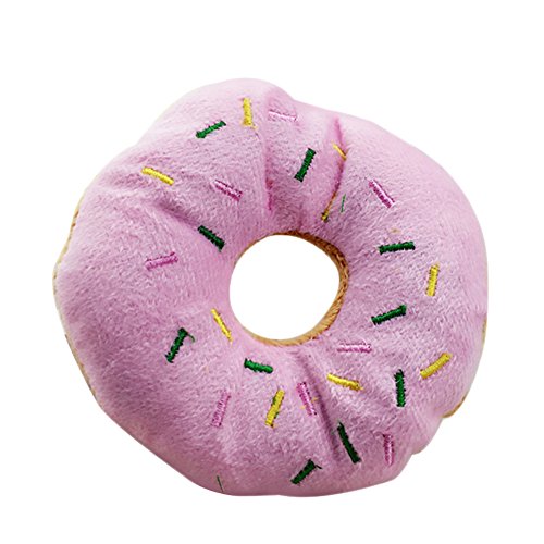 Cupcinu Juguete de Peluche para Mascotas Donut Juguete con Sonido para Perros Gato Cachorro Size 13CM (Rosa)