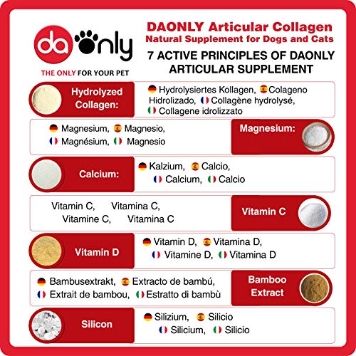 DAONLY colágeno Natural antiinflamatorio para Perros |300 Comprimidos| Pastillas Naturales | Alternativa a medicamentos y condroprotectores para Gatos (300 Tabletas)