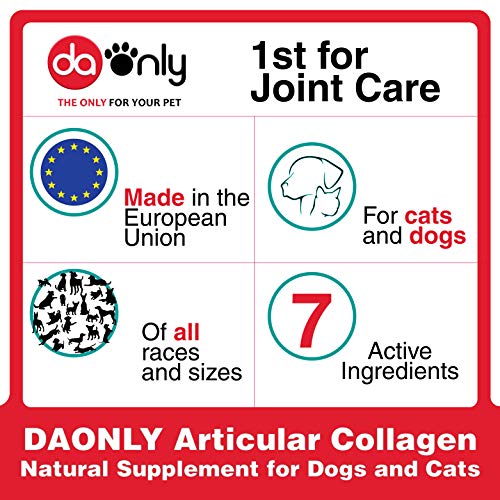 DAONLY colágeno Natural antiinflamatorio para Perros |300 Comprimidos| Pastillas Naturales | Alternativa a medicamentos y condroprotectores para Gatos (300 Tabletas)