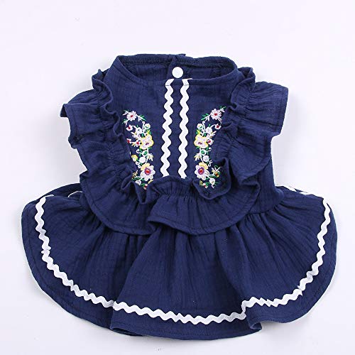 Datouya Nueva Princesa Perro Vestido de Vestir de algodón y;Cordillo Gato Cachorro Falda Primavera y Ropa de Verano Ropa cómoda para Perros (Color : Red, Size : Large)