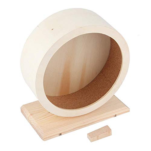 DAUERHAFT Cómodo Soporte de Madera Maciza Hamster Running Wheel Pet Rueda de Ejercicio de Madera para Hedgehog Totoro(Small)