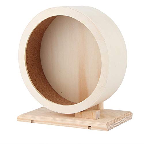DAUERHAFT Cómodo Soporte de Madera Maciza Hamster Running Wheel Pet Rueda de Ejercicio de Madera para Hedgehog Totoro(Small)