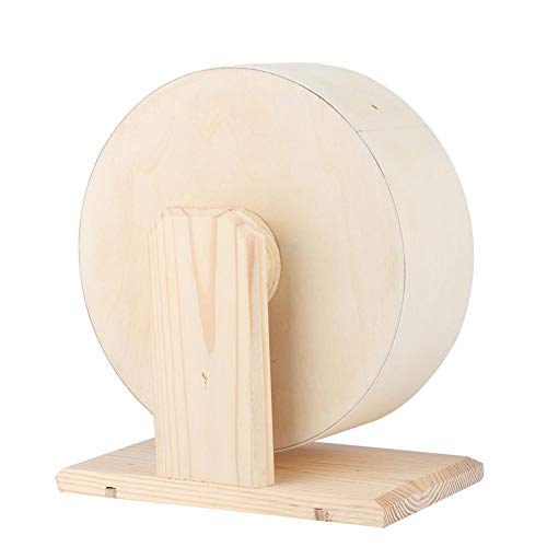 DAUERHAFT Cómodo Soporte de Madera Maciza Hamster Running Wheel Pet Rueda de Ejercicio de Madera para Hedgehog Totoro(Small)