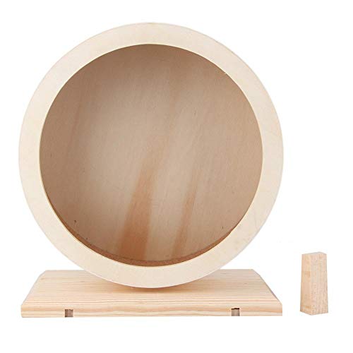 DAUERHAFT Cómodo Soporte de Madera Maciza Hamster Running Wheel Pet Rueda de Ejercicio de Madera para Hedgehog Totoro(Small)