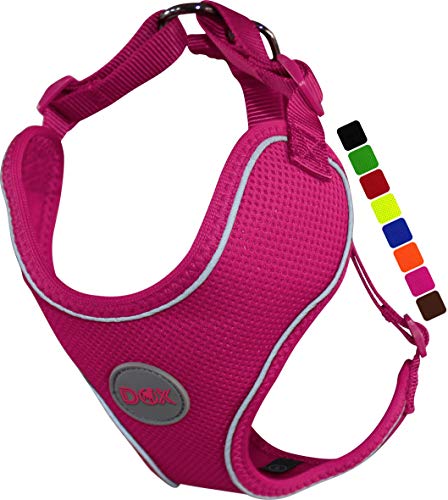 DDOXX Arnés Perro Air Mesh, Ajustable, Reflectante, Acolchado | Muchos Colores & Tamaños | para Perros Pequeño, Mediano y Grande | Accesorios Gato Cachorro | Rosa Rosa, L