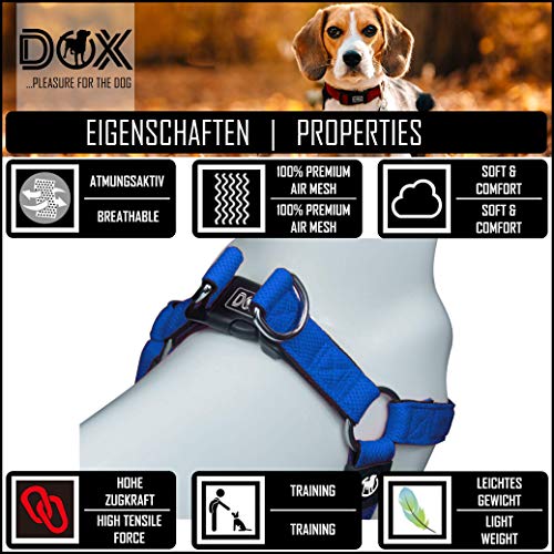 DDOXX Arnés Perro Step-In Air Mesh, Ajustable, Acolchado | Muchos Colores & Tamaños | para Perros Pequeño, Mediano y Grande | Accesorios Gato Cachorro | Azul, L