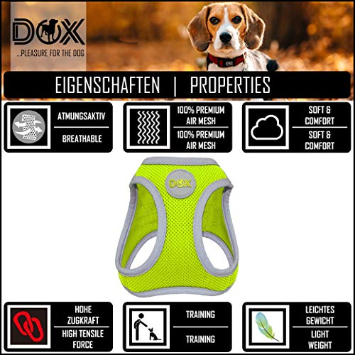 DDOXX Arnés Perro Step-In Air Mesh, Ajustable, Reflectante, Acolchado | Muchos Colores & Tamaños | para Perros Pequeño, Mediano y Grande | Accesorios Gato Cachorro | Amarillo, S