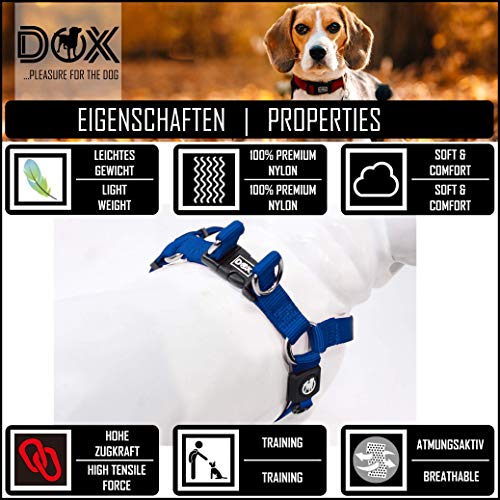 DDOXX Arnés Perro Step-In Nylon, Ajustable | Muchos Colores & Tamaños | para Perros Pequeño, Mediano y Grande | Accesorios Gato Cachorro | Azul, L
