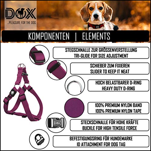 DDOXX Arnés Perro Step-In Nylon, Ajustable | Muchos Colores & Tamaños | para Perros Pequeño, Mediano y Grande | Accesorios Gato Cachorro | Violeta, XXS