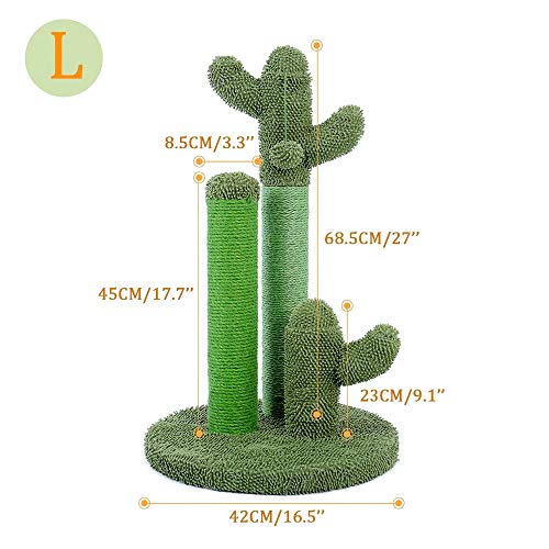 De minimis - Árbol rascador para gatos, diseño de cactus verde, altura 68,5 cm