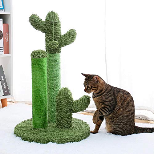 De minimis - Árbol rascador para gatos, diseño de cactus verde, altura 68,5 cm