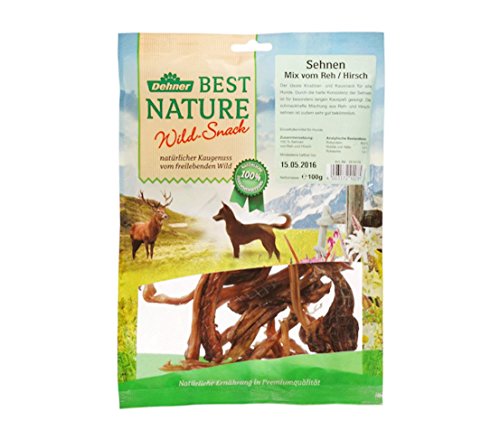 Dehner Best Nature Perros Snack, tendones de Corzo y Ciervo, 100 g