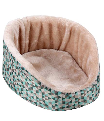 Dehner Cama para Animales pequeños, 31 x 25 x 13 cm, Nailon/Felpa, Rosa/Turquesa/Gris