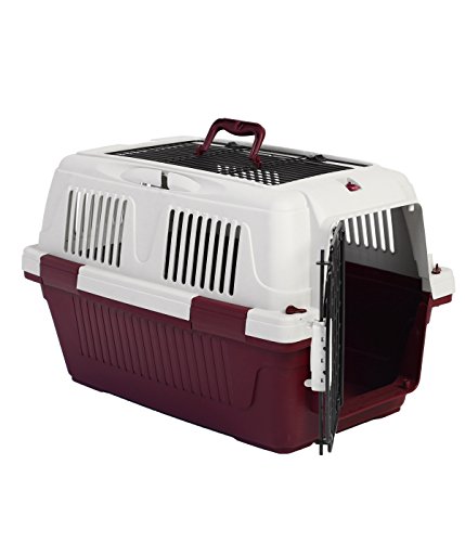 Dehner Transportín Robbi para Perros o Gatos, Aprox. 57 x 37 x 35 cm, plástico/Metal, Rojo/Gris