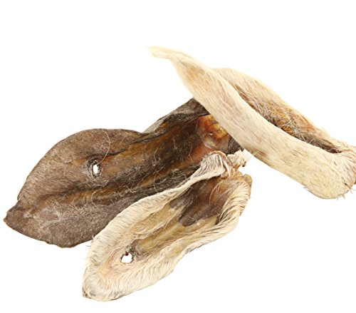 Dehner Wild Nature Perros Snack oídos con Piel de Cordero, Natural, 200 g