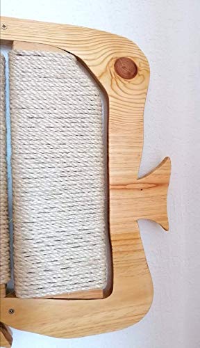 DeLicat Poste rascador para Gatos de Madera, Juguete antiestrés Resistente de Pared Interior & Exterior, Cuerda sisal. Pez Mariposa 60cm x 50cm Grande
