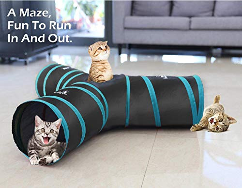 Depory Túnel para Cat Prima 3 Road Tunnel Escalable Plegable Cat Play Tunnel Maze House Toy con Pompones y Campanas