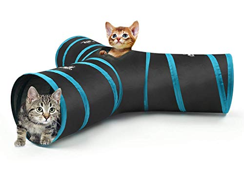 Depory Túnel para Cat Prima 3 Road Tunnel Escalable Plegable Cat Play Tunnel Maze House Toy con Pompones y Campanas