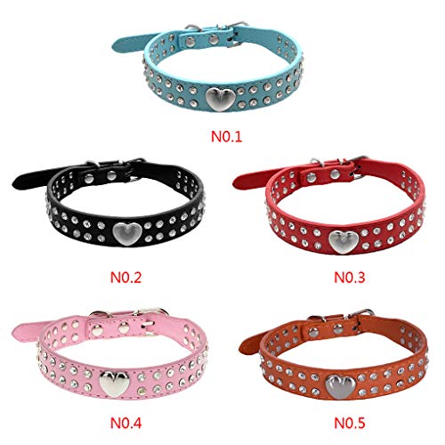 Diamantes de imitación de Cristal del corazón de la PU de Cuero Collar de Perro doméstico del Gato Pequeña Mediana Grande Collar Chihuahua Retriever fgyhty