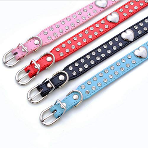 Diamantes de imitación de Cristal del corazón de la PU de Cuero Collar de Perro doméstico del Gato Pequeña Mediana Grande Collar Chihuahua Retriever fgyhty