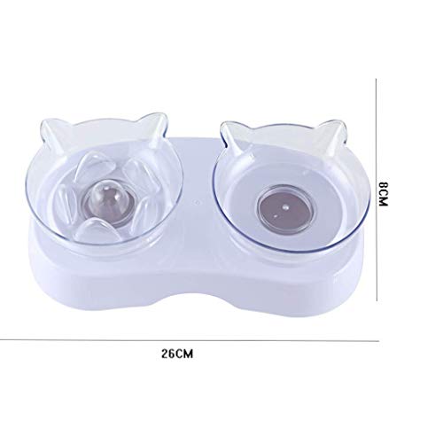 DIAOD Comedero, Mascota vibratorio, Antideslizante for Mascotas Dog Food Bowls Dobles Gatos Orejas Forma Transparente del Plato del alimentador del Agua