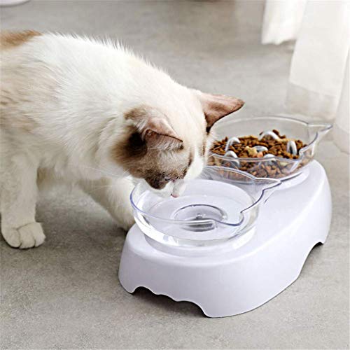 DIAOD Comedero, Mascota vibratorio, Antideslizante for Mascotas Dog Food Bowls Dobles Gatos Orejas Forma Transparente del Plato del alimentador del Agua