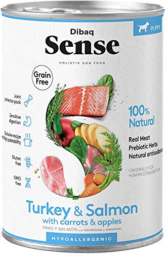Dibaq Sense Gran Free Salmón y Pavo para cachorros de perro. 100% natural. Sin gluten.