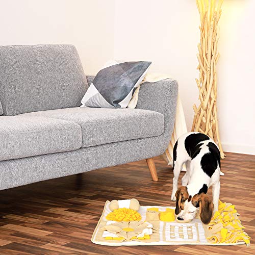 Dibea Alfombra de Actividades Perros alimentación Entrenamiento (M) 70 x 60 cm Amarillo-marrón