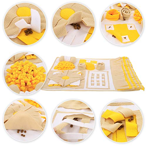 Dibea Alfombra de Actividades Perros alimentación Entrenamiento (M) 70 x 60 cm Amarillo-marrón