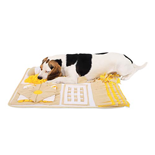 Dibea Alfombra de Actividades Perros alimentación Entrenamiento (M) 70 x 60 cm Amarillo-marrón
