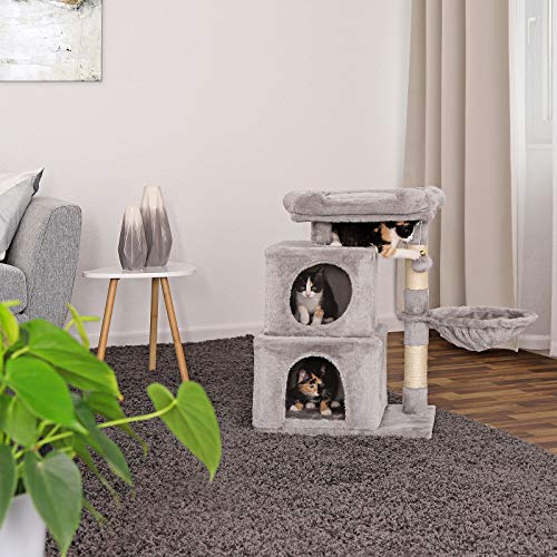 dibea Árbol para gatos Árbol escalador Árbol rascador para gatos Altura 70 cm Gris claro