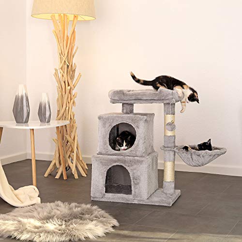 dibea Árbol para gatos Árbol escalador Árbol rascador para gatos Altura 70 cm Gris claro