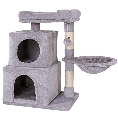 dibea Árbol para gatos Árbol escalador Árbol rascador para gatos Altura 70 cm Gris claro