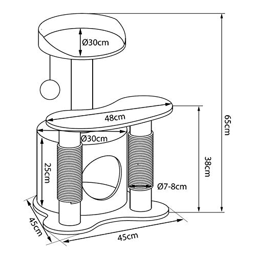 dibea Árbol rascador árbol para escalar árbol rascador para gatos Altura 65 cm marrón/beige