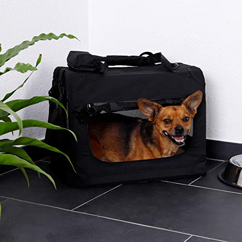 dibea Bolsa de Transporte para perros gatos box caja plegable (L) 70x52x50 cm Negro