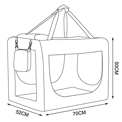 dibea Bolsa de Transporte para perros gatos box caja plegable (L) 70x52x50 cm Negro