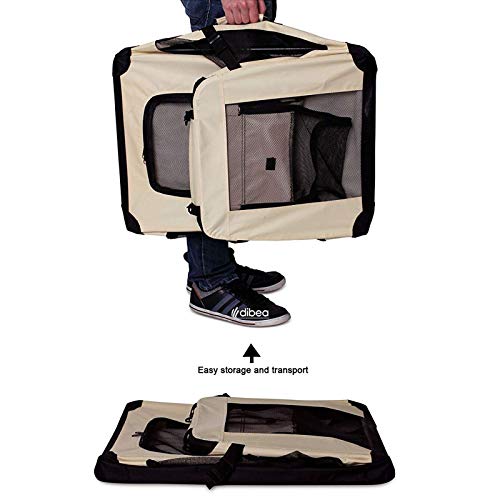dibea Bolsa de Transporte para perros gatos box caja plegable (XL) 82x58x58 cm Beige