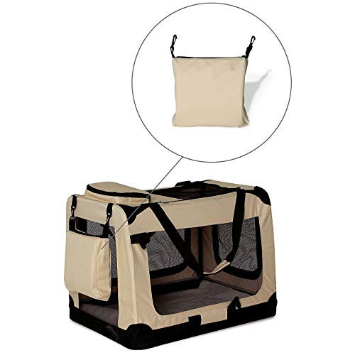 dibea Bolsa de Transporte para perros gatos box caja plegable (XL) 82x58x58 cm Beige