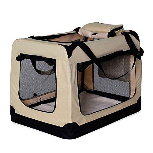 dibea Bolsa de Transporte para perros gatos box caja plegable (XL) 82x58x58 cm Beige