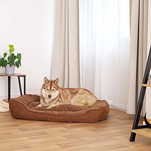 dibea Cama perros tejida mezclado cojín perros funda extraíble (L) 110x80 cm Marrón