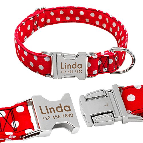 Didog - Collar de perro con grabado personalizable, nailon suave con hebilla de liberación rápida de acero inoxidable, collar de perro con placa de identificación, para perros pequeños y medianos
