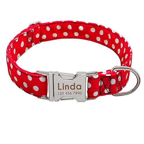 Didog - Collar de perro con grabado personalizable, nailon suave con hebilla de liberación rápida de acero inoxidable, collar de perro con placa de identificación, para perros pequeños y medianos