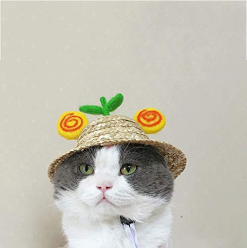 Disfraz de perro Mascota sombrero de paja sombrero hecho a mano de Verano de fieltro de lana sombrero de Sun de la foto del gato gorra Fuera del usuario gorra de béisbol del sombrero Gorra para mascot