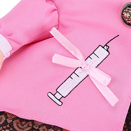 Divertido disfraz de mascota cachorro perro gato Cosplay rosa enfermera ropa con sombrero Navidad Halloween fiesta temática disfraz (S)