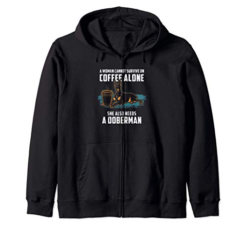 Divertido Doberman Regalo Café Y Perro Dobie Mamá Sudadera con Capucha