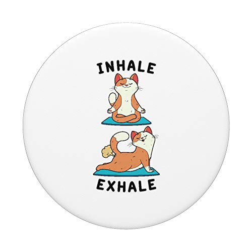 Divertido gato de yoga inhalar exhalar pedos gato posición PopSockets PopGrip: Agarre intercambiable para Teléfonos y Tabletas