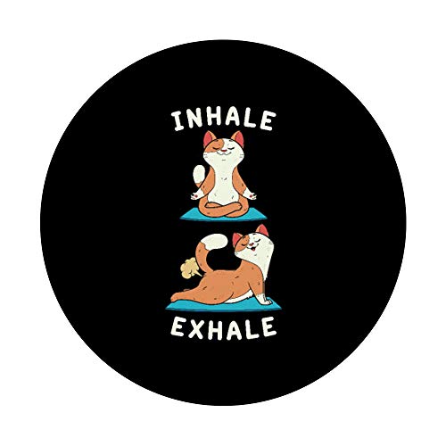 Divertido gato de yoga inhalar exhalar pedos gato posición PopSockets PopGrip: Agarre intercambiable para Teléfonos y Tabletas