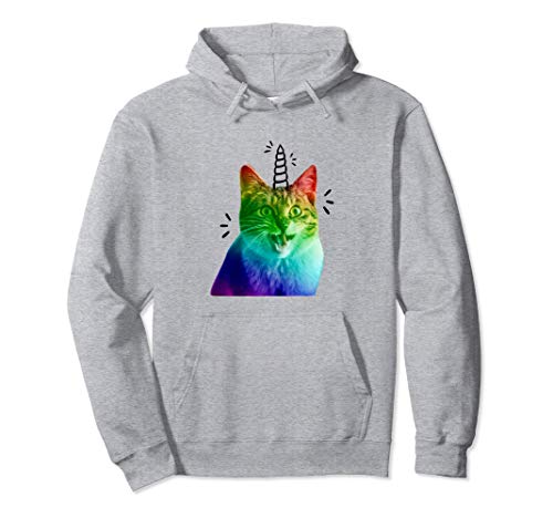 Divertido Gato unicornio Psicolódélico Trippy enfadado Sudadera con Capucha