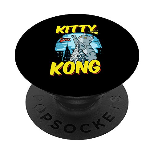 Divertido Kitty Kong Peluche Monstruo Gatito Gato Atigrado PopSockets PopGrip: Agarre intercambiable para Teléfonos y Tabletas